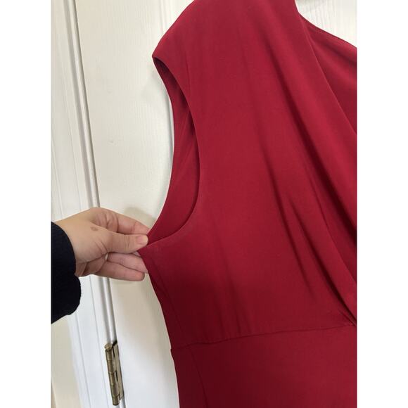 Lauren Ralph Lauren Dress Red Stretch Sleeveless Dress Size 14 Wedding Guest - Picture 5 of 6